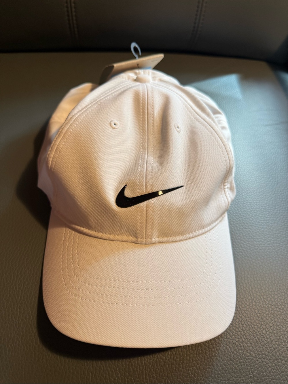 Nike White Baseball Cap with Black Swoosh